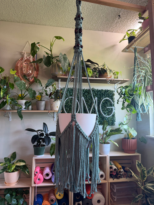 Long Macrame Plant Ceiling Hanger with Long Tassels