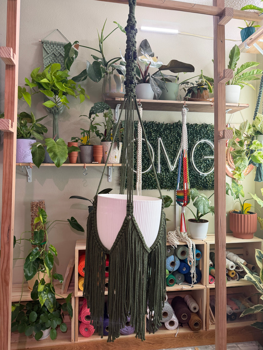 Long Macrame Plant Ceiling Hanger with Long Tassels